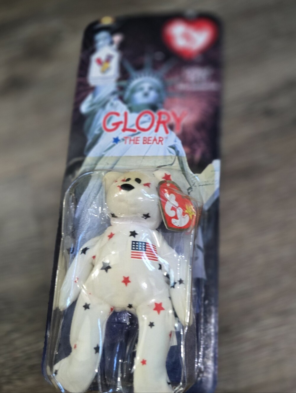Ty Glory The Bear - White with Red & Blue Stars
